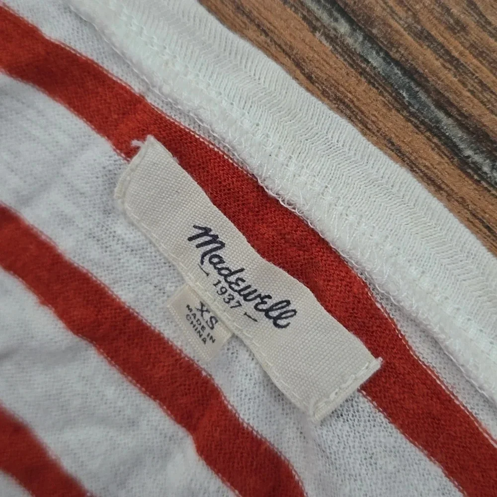 MADEWELL-Rust and White Striped Long  Sleeve Shirt - Picture 8 of 10
